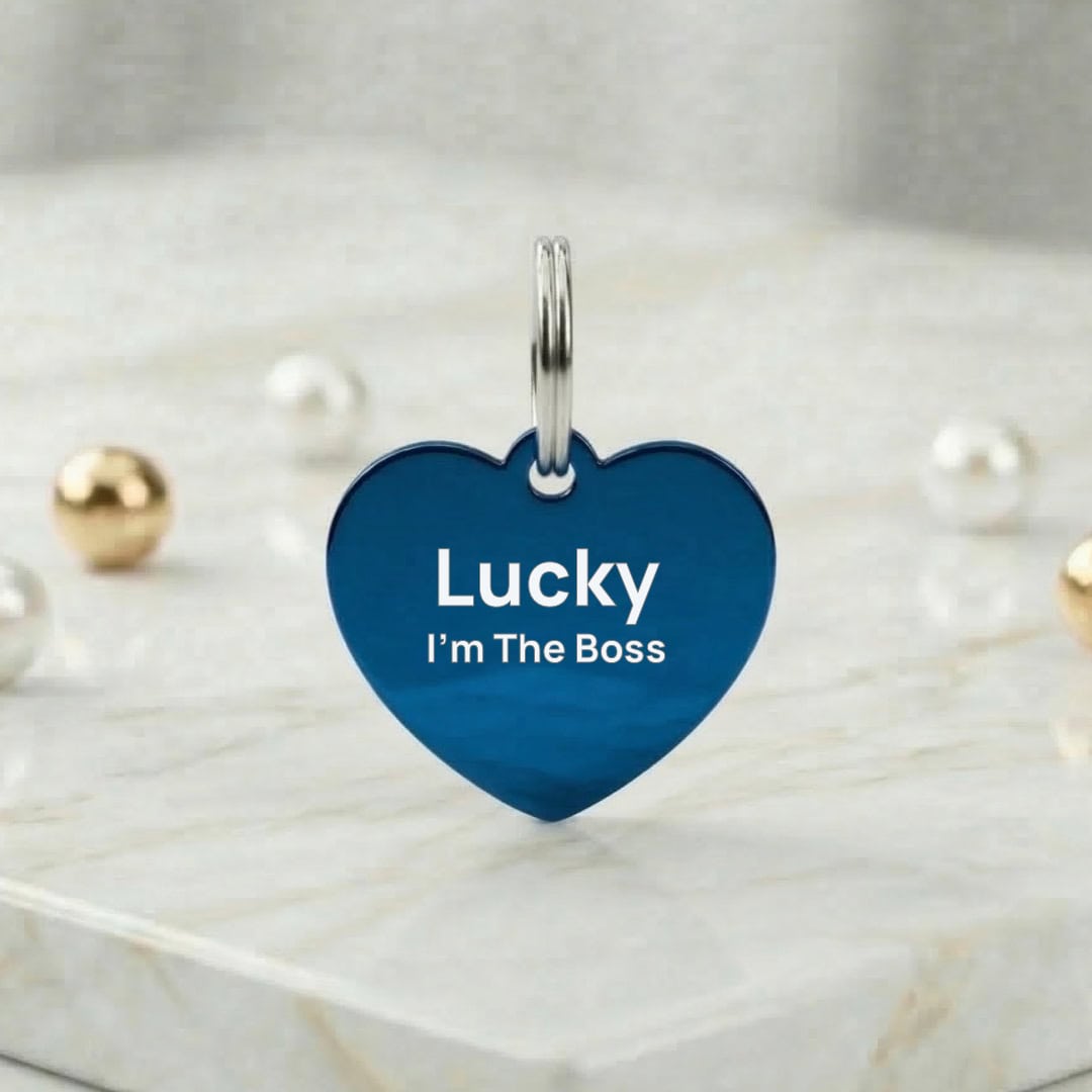 Engraved Blue Classic Heart