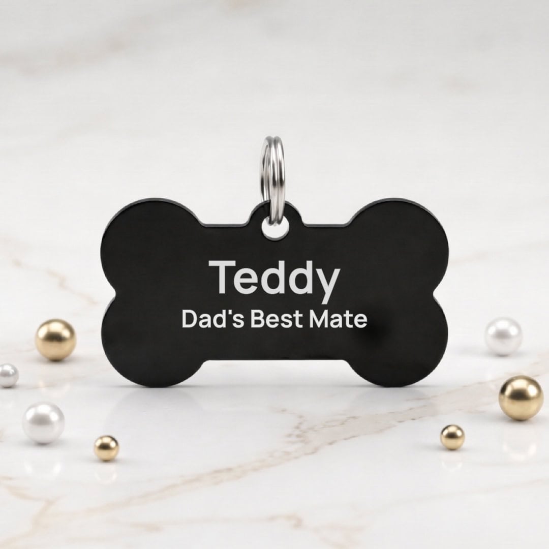 Engraved Black Classic Bone