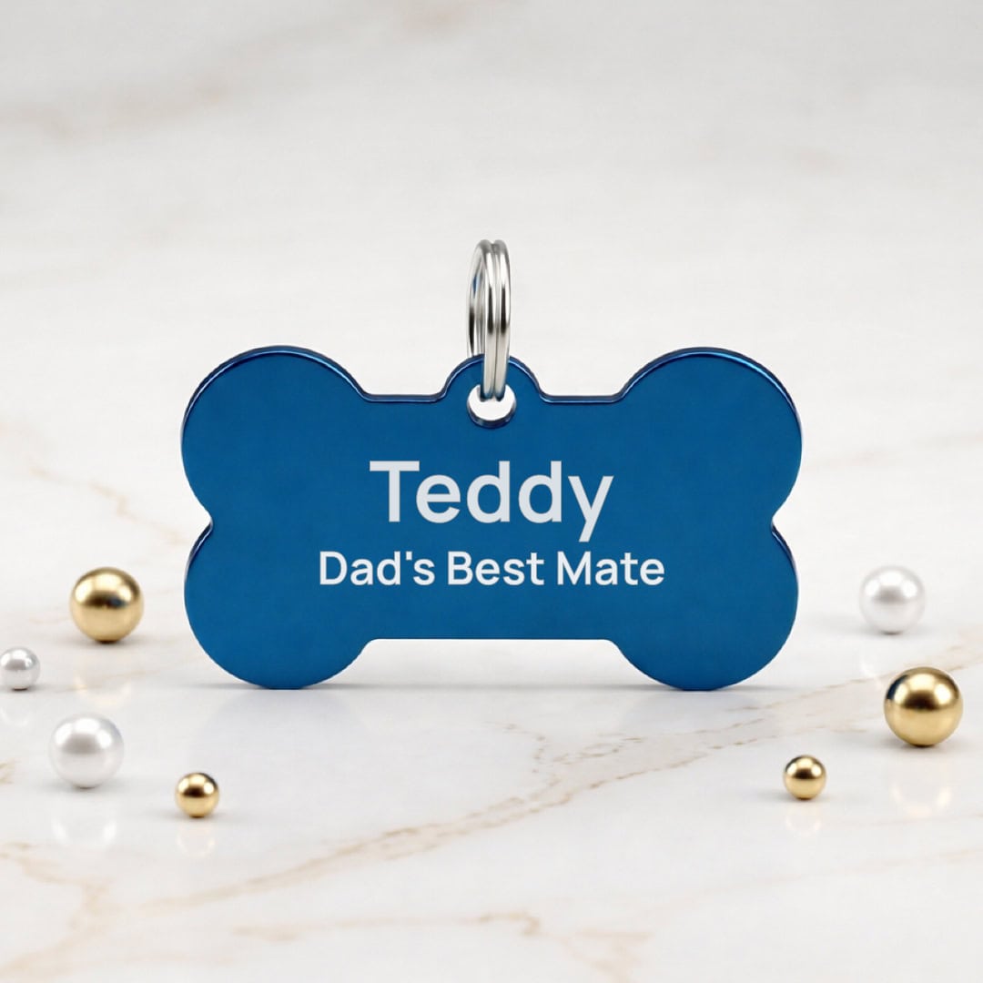 Engraved Blue Classic Bone