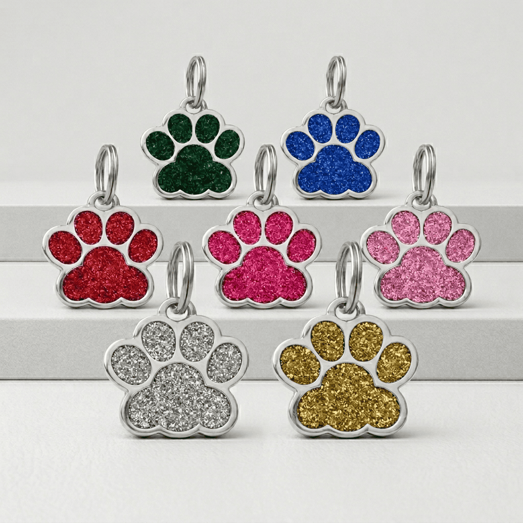 Luxe Glitter Paw Pet ID Tags