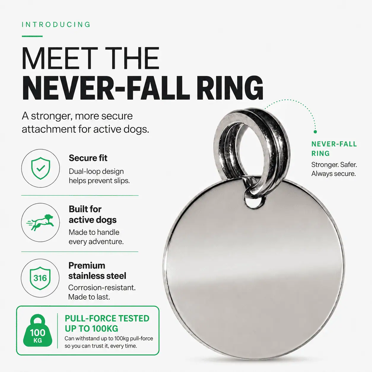 MoodTag Never-Fall Dog Tag